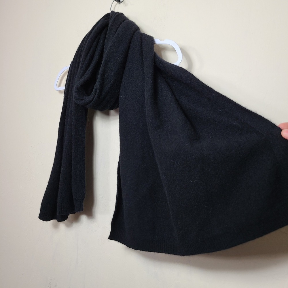 Theory Black 100% Cashmere Oversized Scarf Winter Minimalist Quiet Lux Old Money - Picture 2 of 13